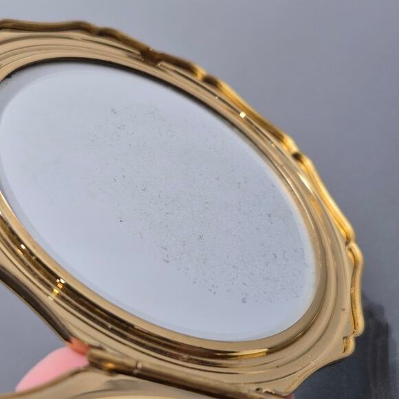 Vtg 50s Stratton Powder Compact Mirror Marbled Jade Green Gold Tone Made England - Picture 11 of 16